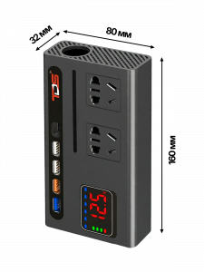 Инвертор автомобильный, преобразователь стабилизатор напряжения 12/220В, 150Вт TDS TS-CAU74